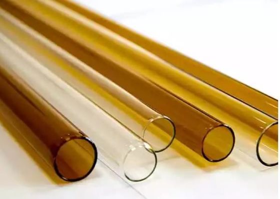 Trong suốt và hổ phách Không có lỗ Ống thủy tinh borosilicate tròn Đường kính lớn